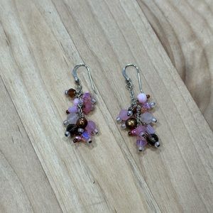 Vintage Sterling Silver Pink Earrings